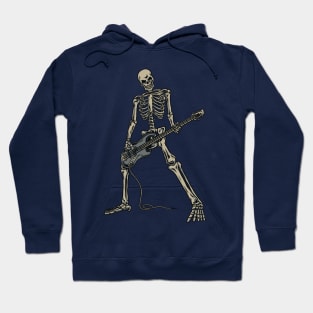 Skeleton Playing Guitar for Rock Music Lover Gift and Hardcore Music Fan Present Hoodie